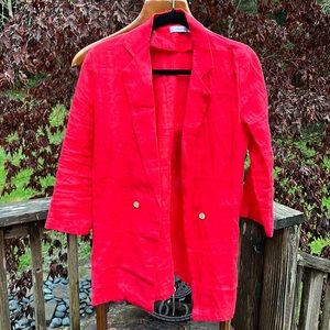 100% linen Made in Italy blazer light weight red with two wooden buttons size 8